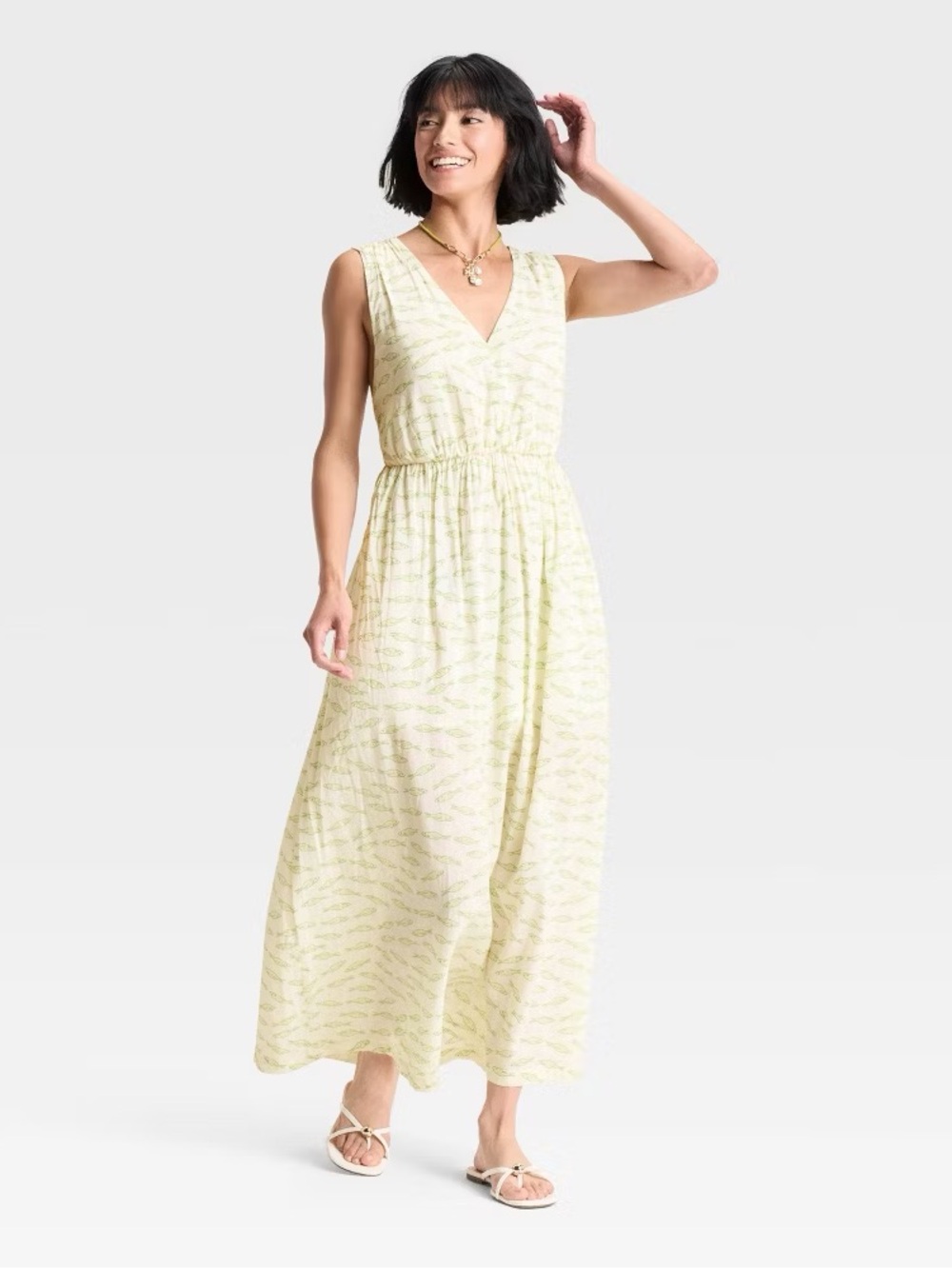 Cotton Fish Nautical Euro Summer Dress size L Green